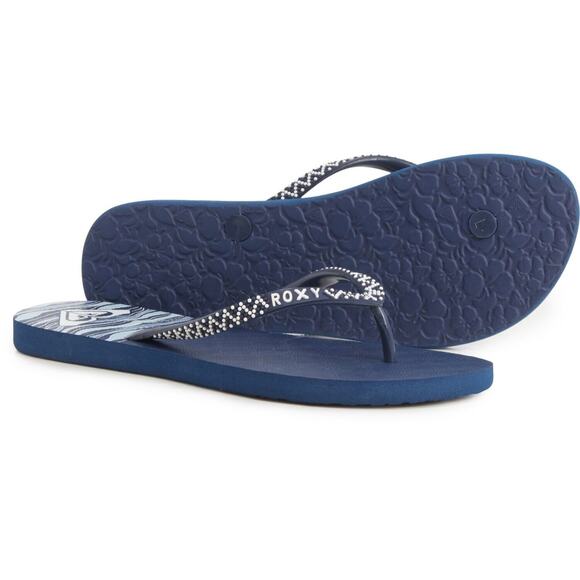 Roxy Women’s Lei Flip-Flop Size 9 Logo Blue Sandals New with Tags - Picture 5 of 12